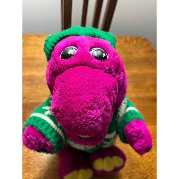 Vintage Christmas Dakin Barney the Dinosaur, Vintage 1992 Barney Plush, 13" tall - Picture 5 of 12